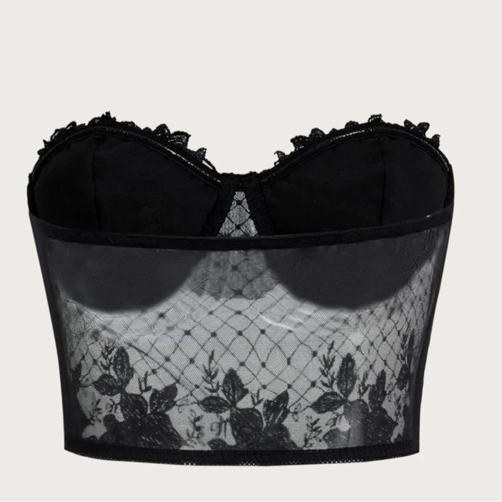 strapless embroidered top - Picture 2 of 2